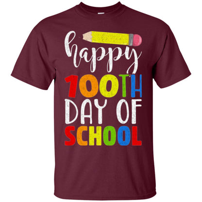 Happy 100th Day Of School Teacher T-shirt Maroon