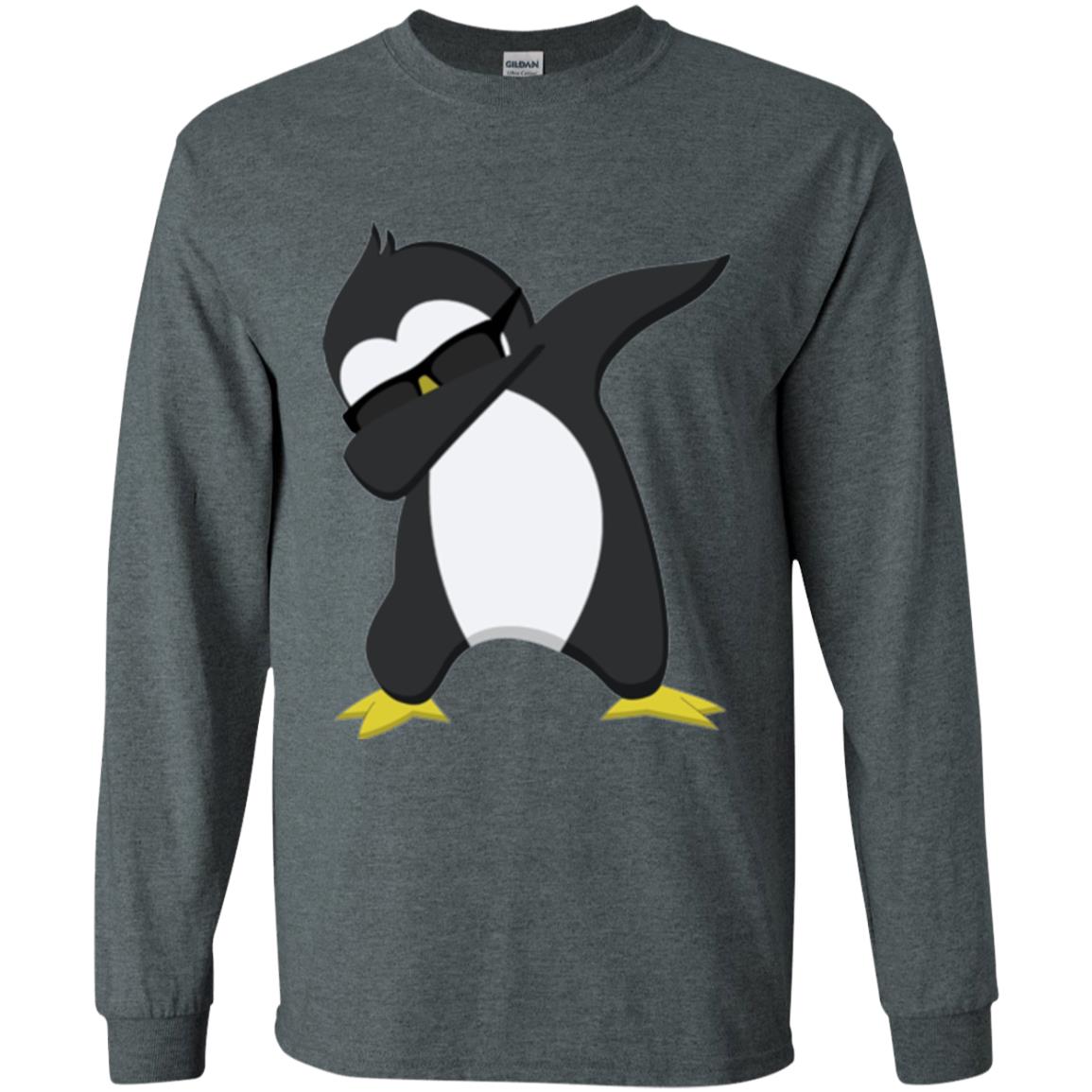 Chirstmas T-shirt Dabbing Penguin Dark Heather