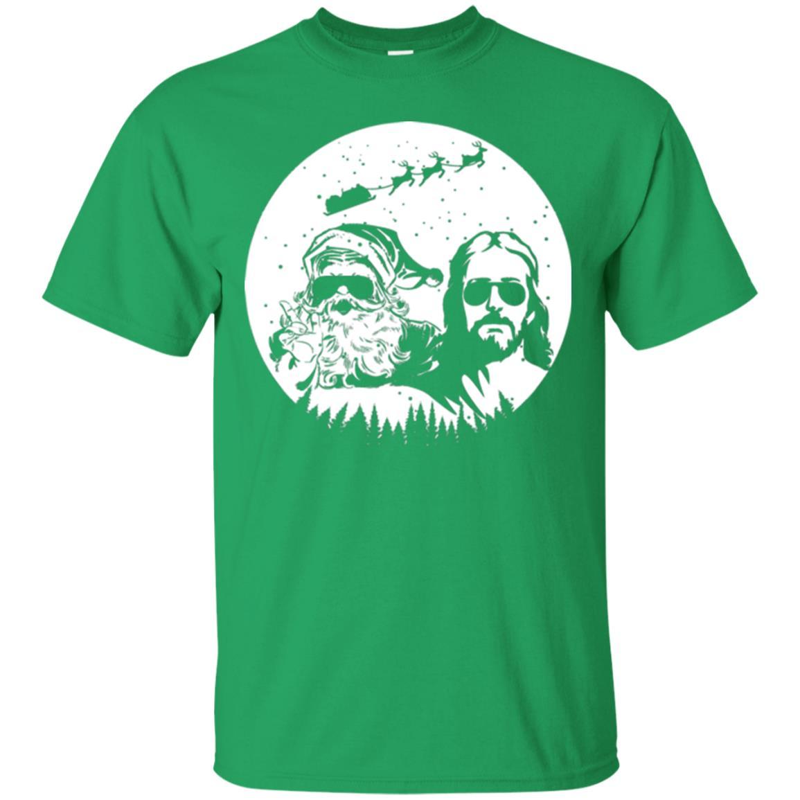 Christmas T-shirt Jesus And Santa Claus Irish Green