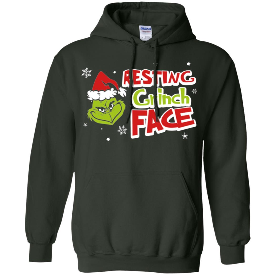 Christmas T-shirt Resting Grinch Face Forest Green