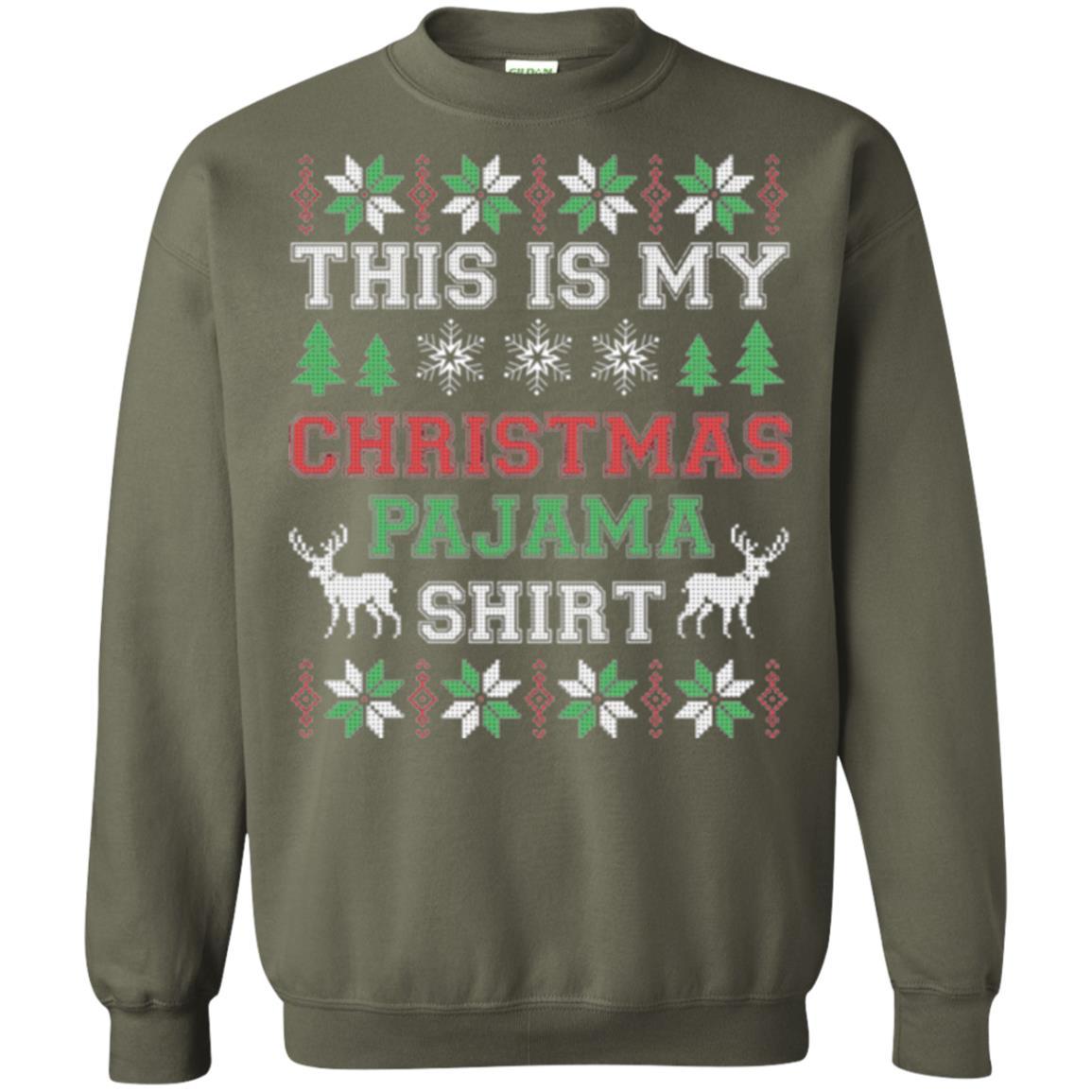 Christmas T-shirt This Is My Christmas Pajama Military Green