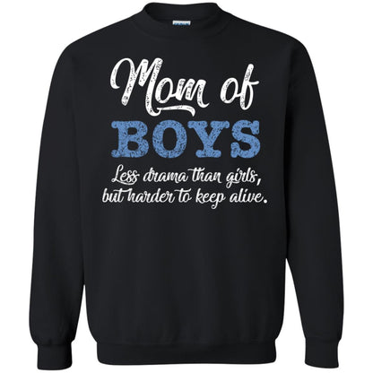 Mom Of Boys Less Drama Than Girls But Harder To Keep Alive Shirt Black