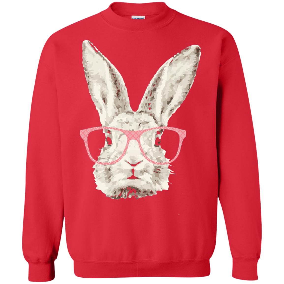 Easter Bunny Rabbit Pink Glasses Funny Hipster Shirt Red