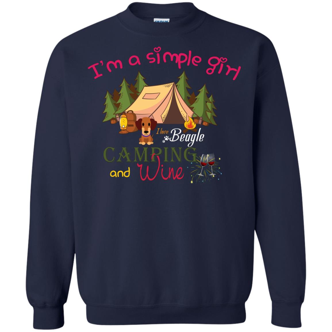 I’m A Simple Girl I Love Beagle Camping And Wine Shirt Navy