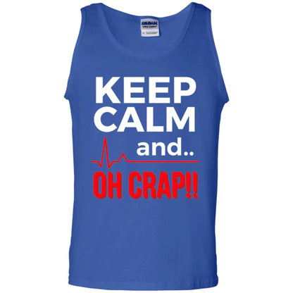 Funny Emergency Room T-shirt Keep Calm Oh Crap Flatline Royal