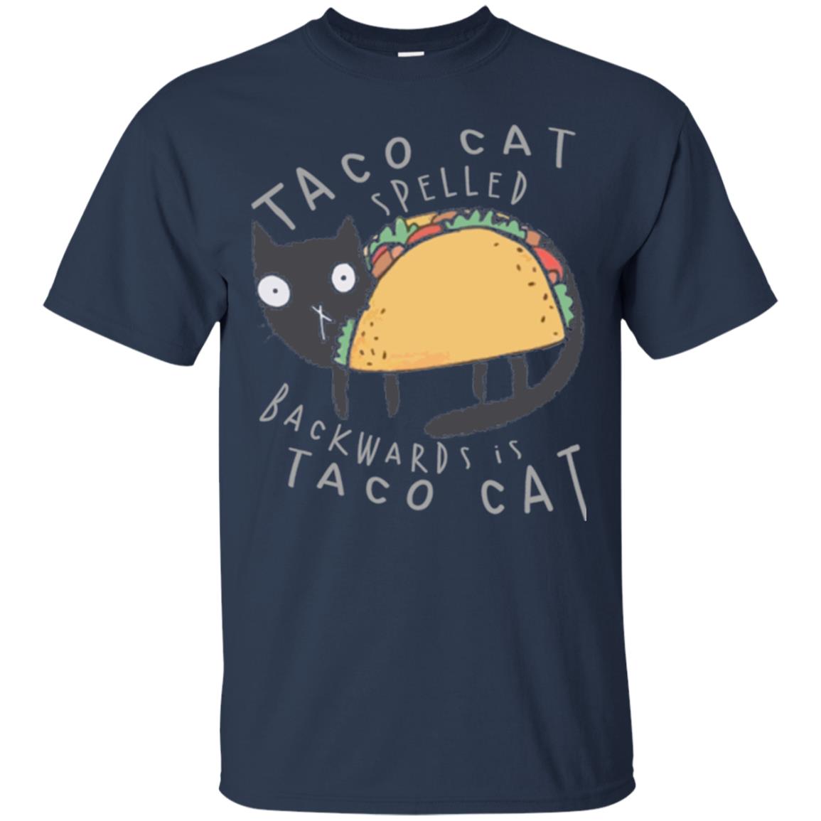 Cat Lovers T-shirt Taco Cat Spelled Backward Is Taco Cat Navy