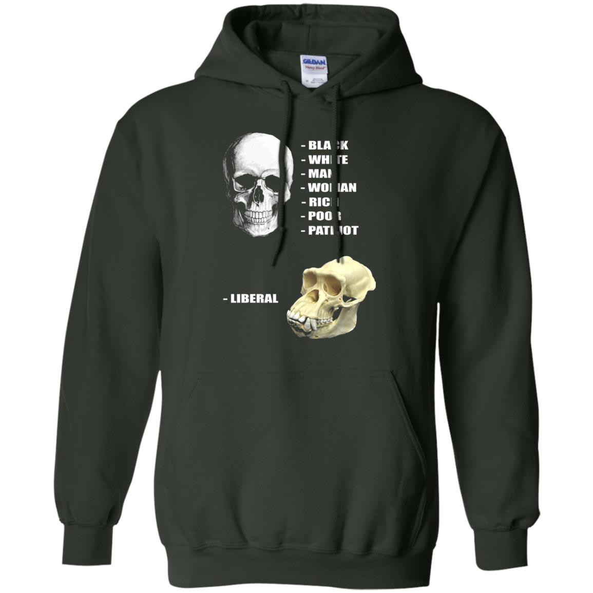 Funny Cool Skulls T-shirt Modern America Patriot Liberal Forest Green
