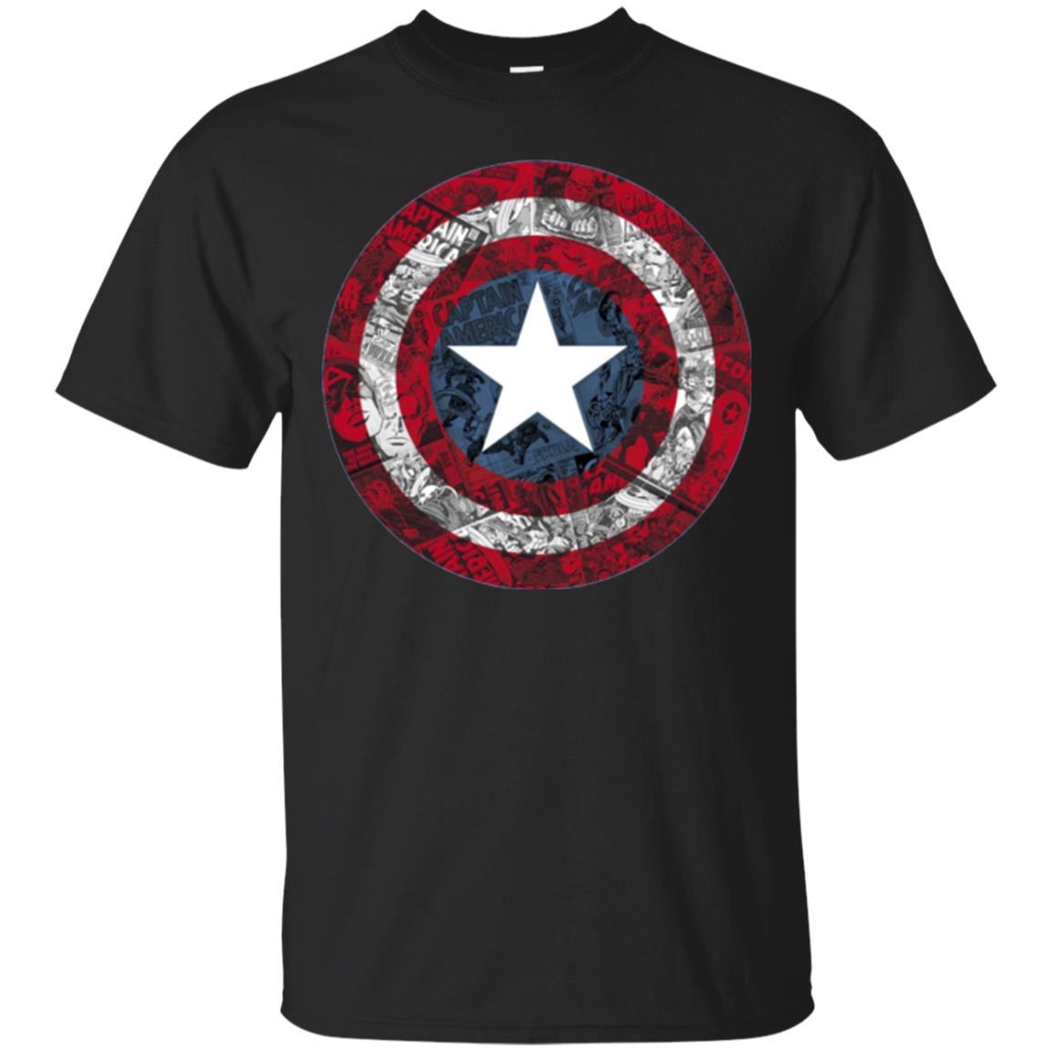 Film T-shirt Captain America Avengers Shield Comic Graphic Black