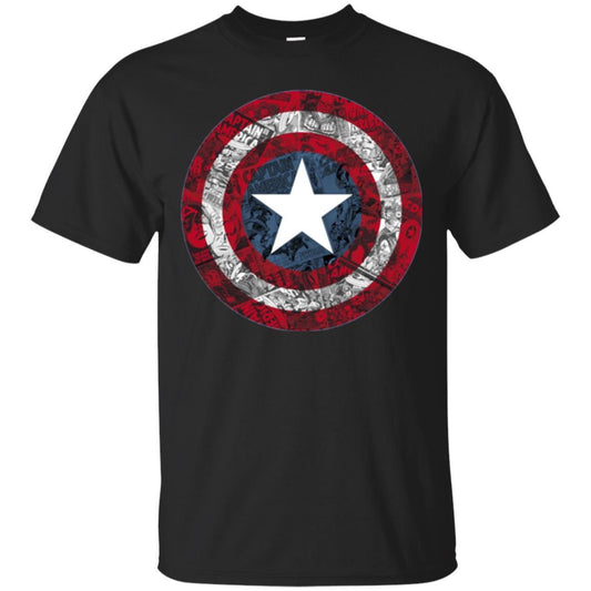 Film T-shirt Captain America Avengers Shield Comic Graphic Black
