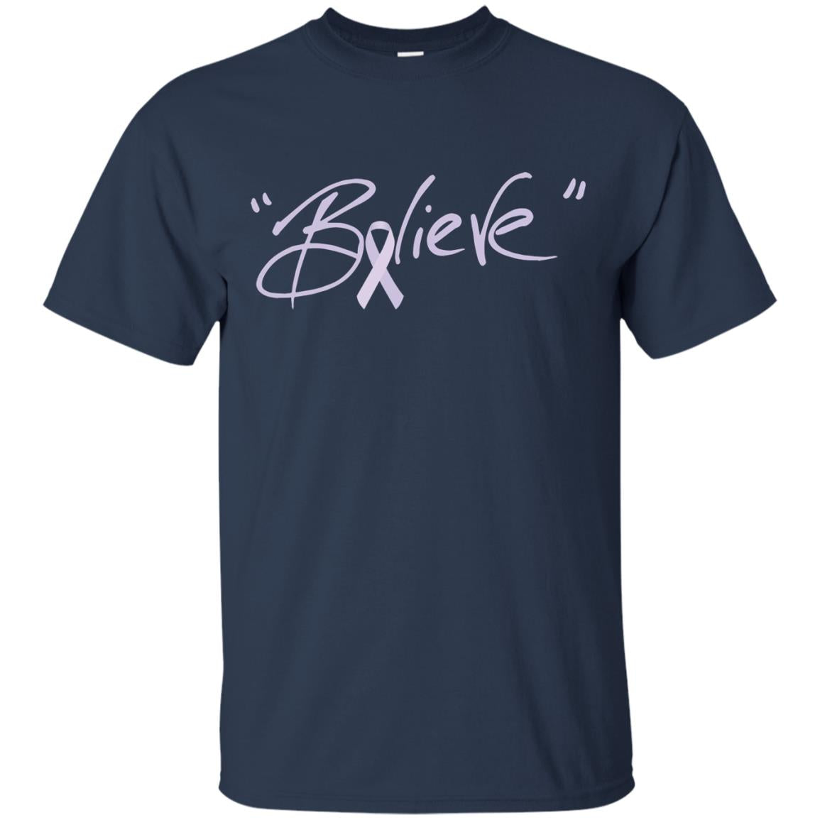 All Cancer Awareness Shirt Lavender Ribbon Believe Navy