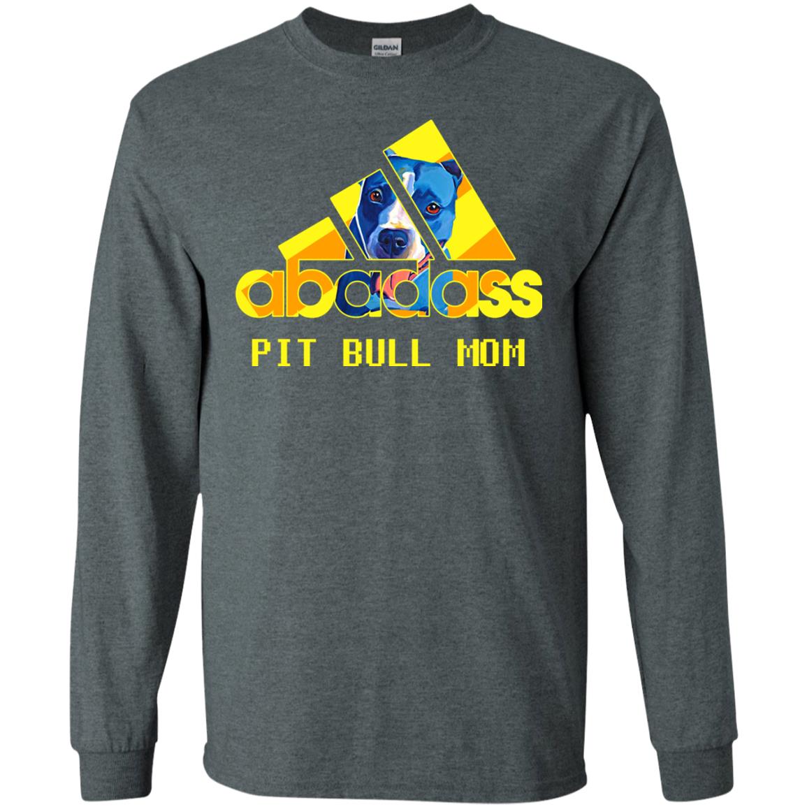 Abadass Pit Bull Mom Mommy Loves Pitbull Shirt Dark Heather