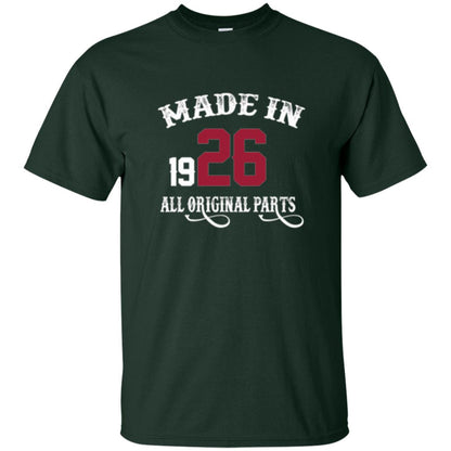 92nd Birthday T-shirt Made In 1926 All Original Parts Forest Green