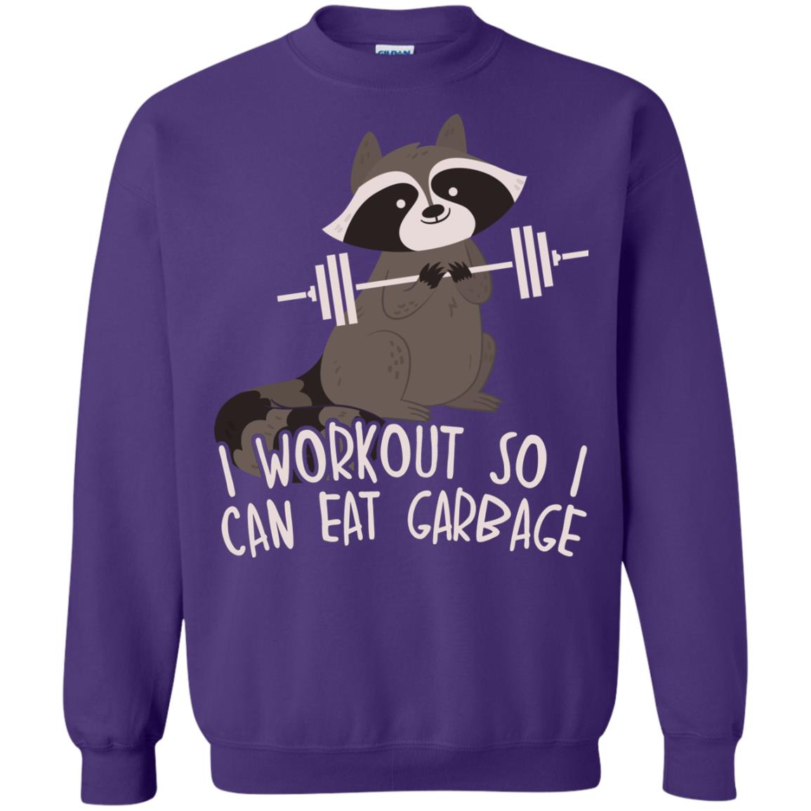 I Workout So I Can Eat Garbage Funny Fitness Raccoon Shirt For Gymer Purple