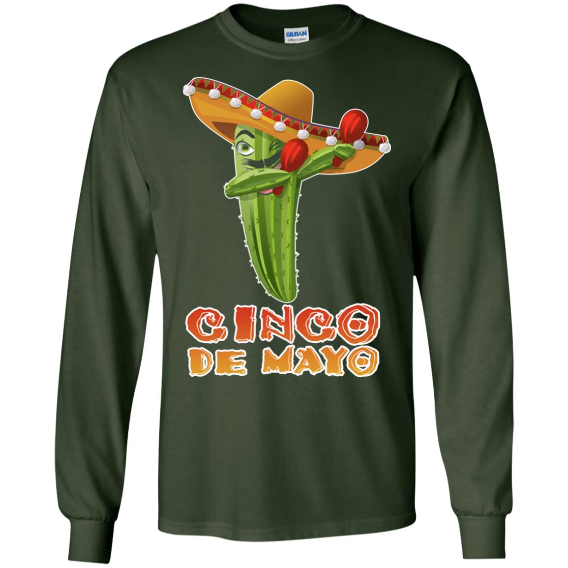 Dabbing Cinco De Mayo Cactus Shirt Forest Green