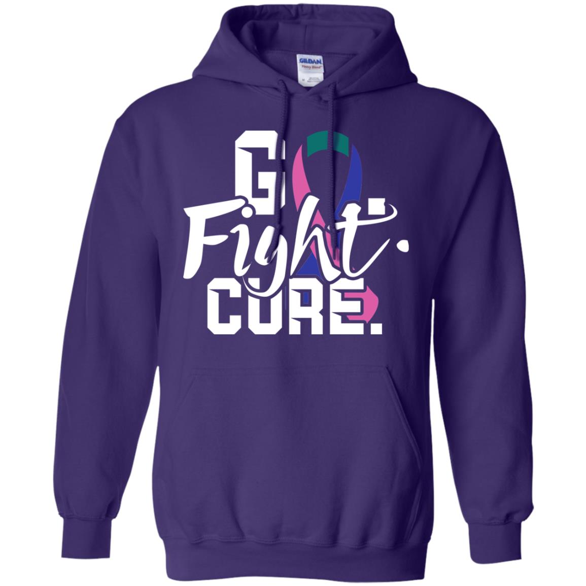 Thyroid Awareness Go Fight Cure Teal Pink Blue Ribbon Shirt Purple