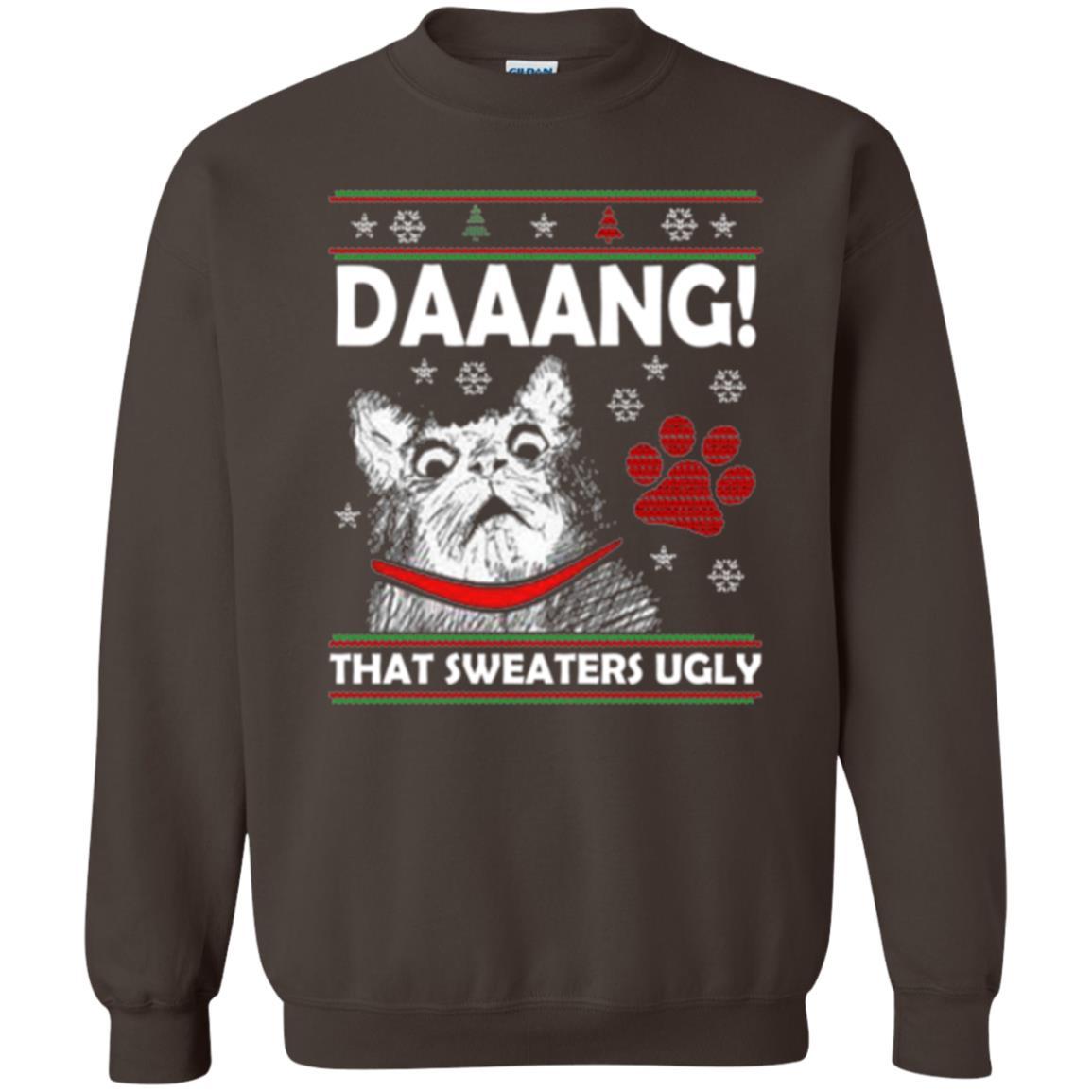 Christmas Cat T-shirt Daaang That Sweaters Ugly Dark Chocolate