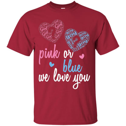 Gender Reveal Party T-shirt Pink Or Blue We Love You Cardinal