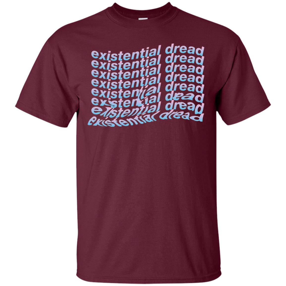 Existential Dread Waves Melting Distortion Aesthetic T-shirt Maroon