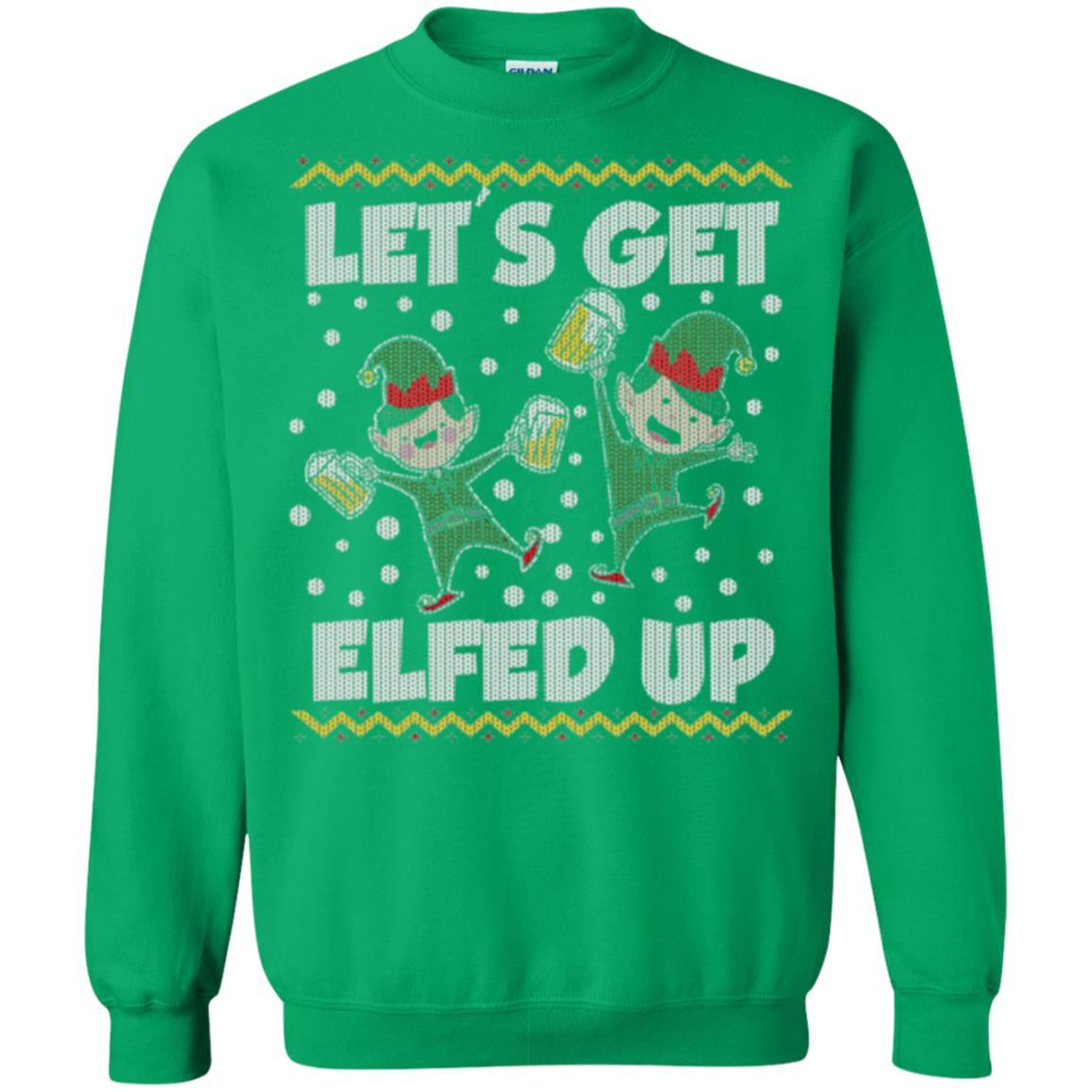 Christmas T-shirt Let's Get Elfed Up Irish Green