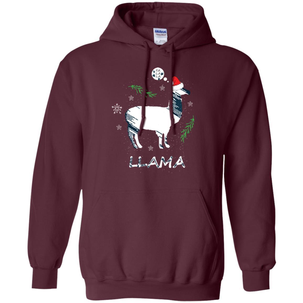 Christmas T-shirt Fa La La La Llama T-shirt Maroon