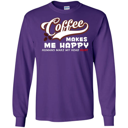 Coffee Makes Me Happy Coffee Lover T-shirt Purple