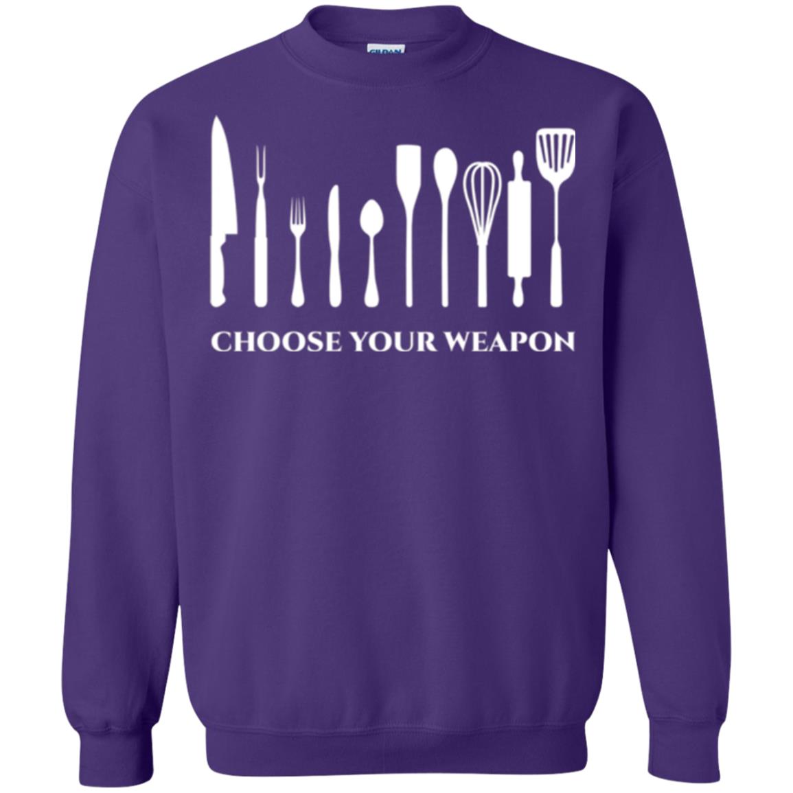 Chef Kitchen Cutlery T-shirt Choose Your Weapon Purple