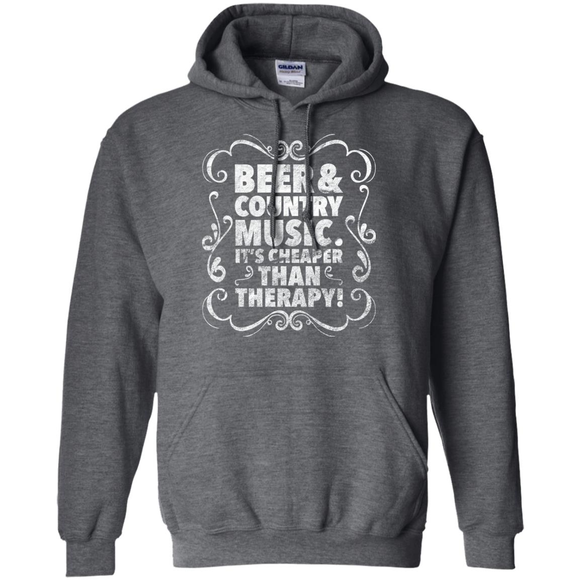 Beer Andcountry Music Its Cheaper Than Therapy Shirt Dark Heather