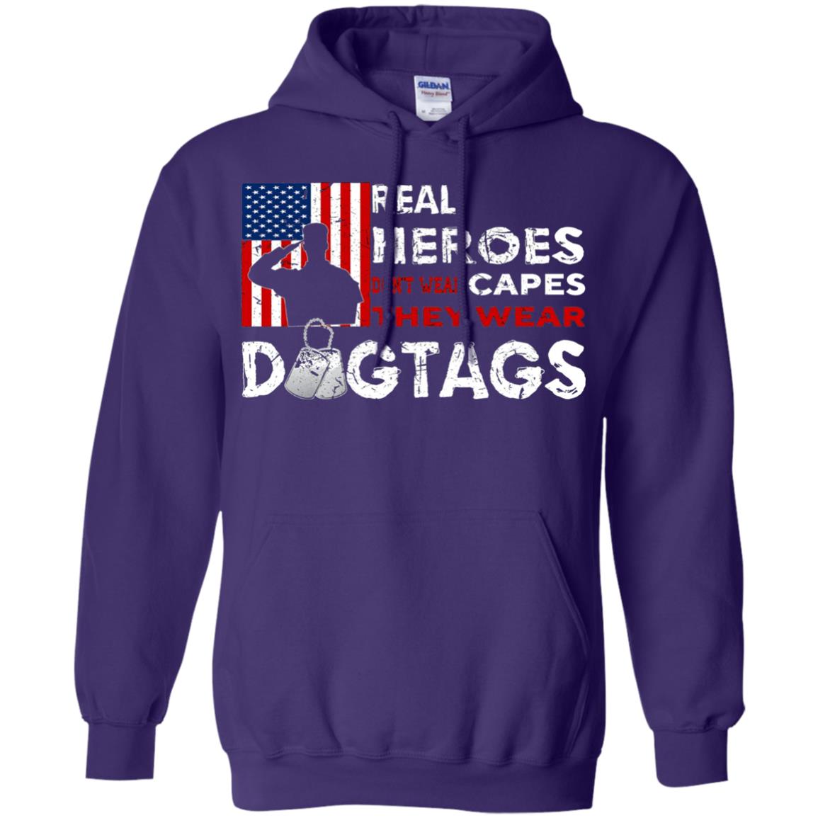 Real Heroes Don_t Wear Capes They Wear Dogtags Military T-shirt Purple
