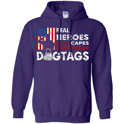 Real Heroes Don_t Wear Capes They Wear Dogtags Military T-shirt Purple