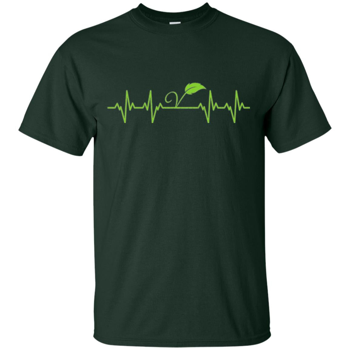 Vegetarian T-shirt Vegan Heartbeat Forest Green