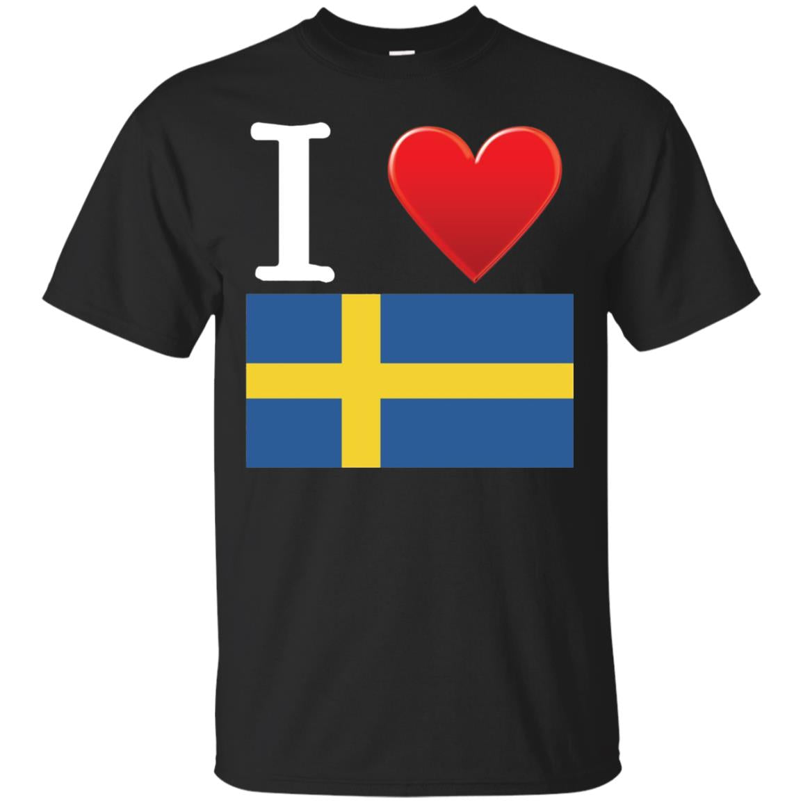 I Heart Love Sweden Flag T-shirt Black