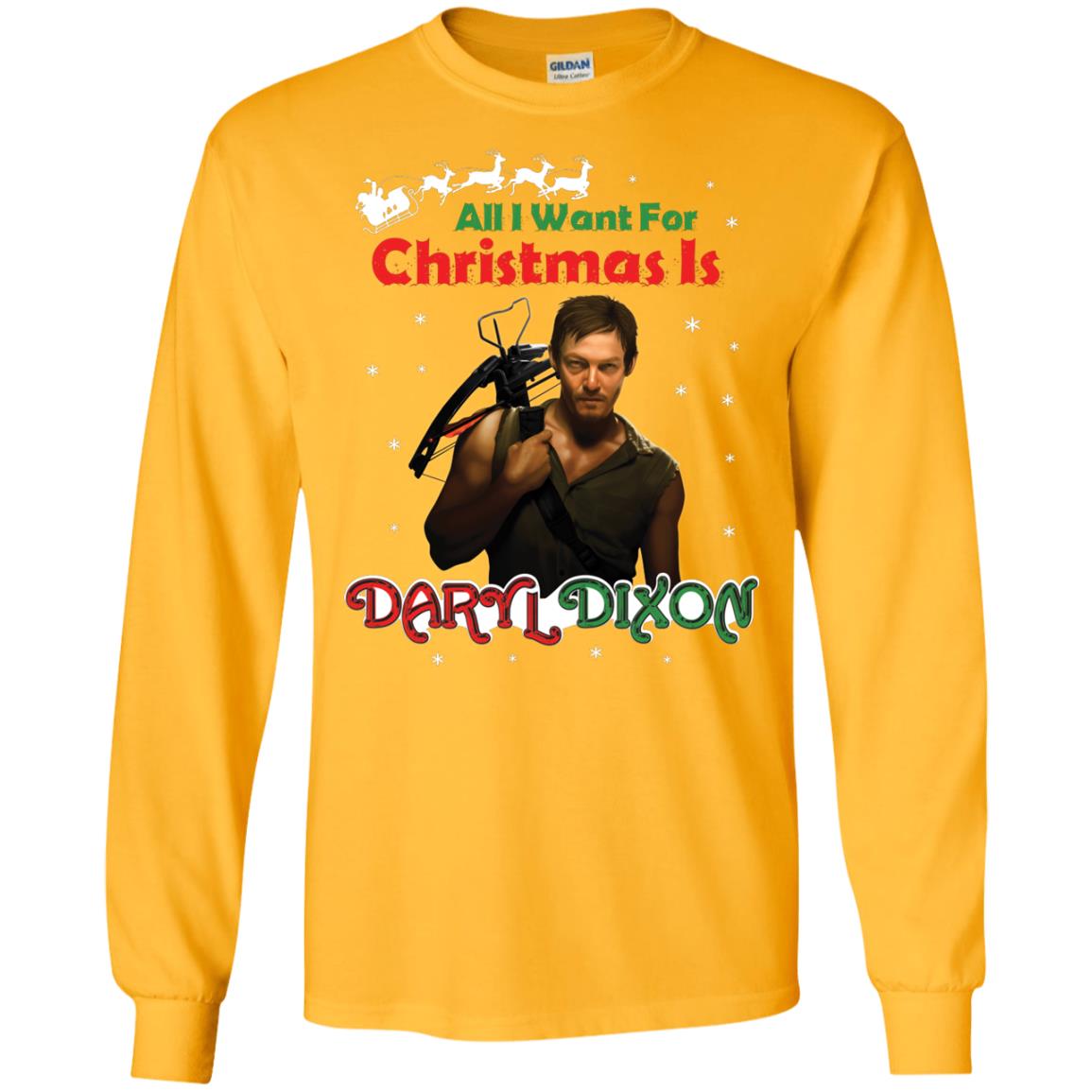 All I Want For Christmas Is Daryl Dixon Shirt Gold