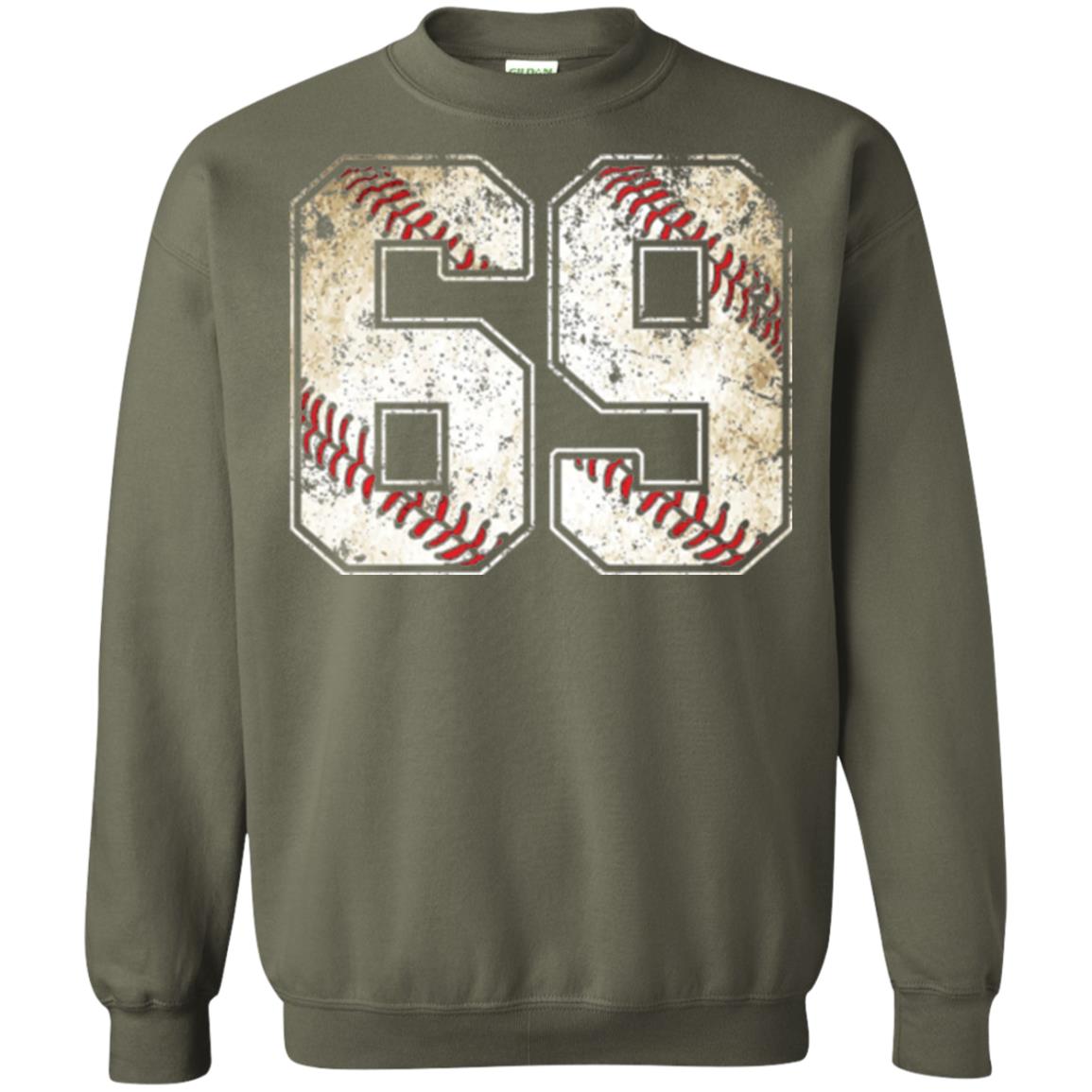 Baseball Player T-shirt Jersey Number 69 Retro Vintage Military Green