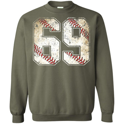 Baseball Player T-shirt Jersey Number 69 Retro Vintage Military Green