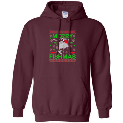 Christmas T-shirt Merry Fishmas Merry Christmas Fisherman Maroon