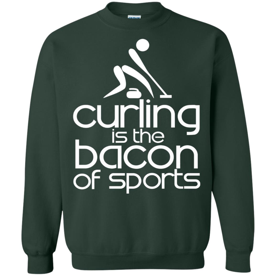Funny Curling Is The Bacon Of Sports T-shirt Forest Green