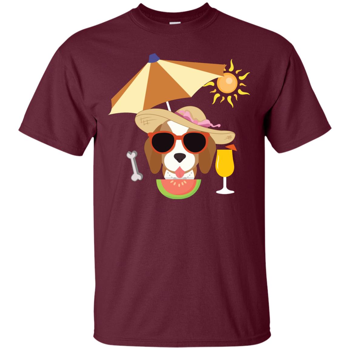 Summer With Beagle Dog Lovers Shirt Maroon