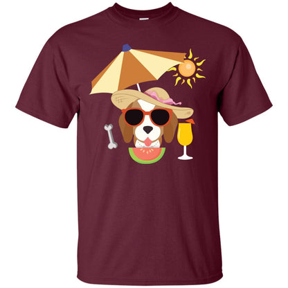 Summer With Beagle Dog Lovers Shirt Maroon