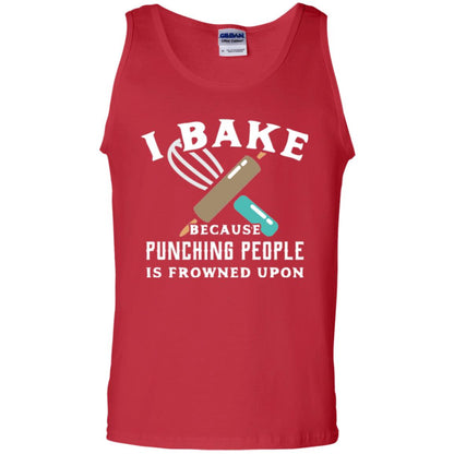 Baking T-shirt I Bake Because Punching People Frowned Upon Red