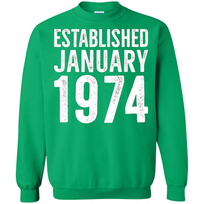 Established January 1974 43rd Birthday T-shirt Irish Green