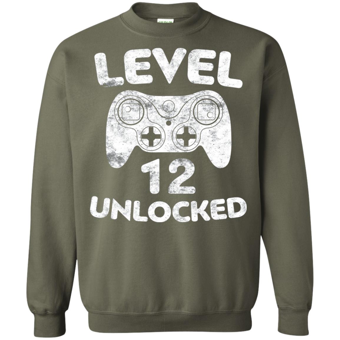 Level 12 Unlocked 12th Video Gamer Birthday Shirt Military Green