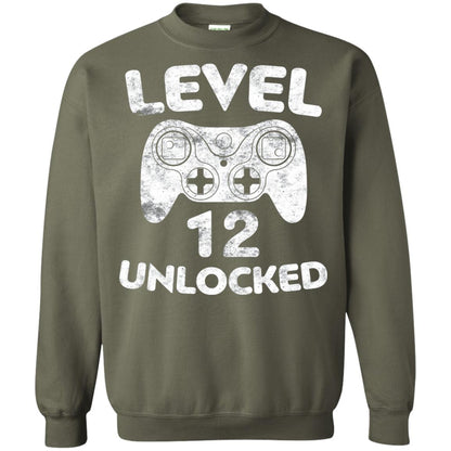 Level 12 Unlocked 12th Video Gamer Birthday Shirt Military Green