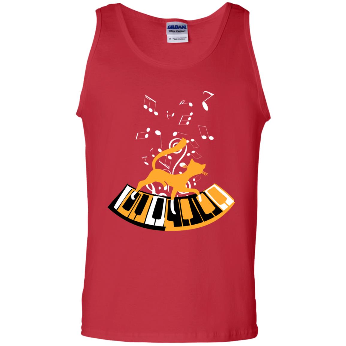 Cat Plays Piano Shirt For Mens Womens Red