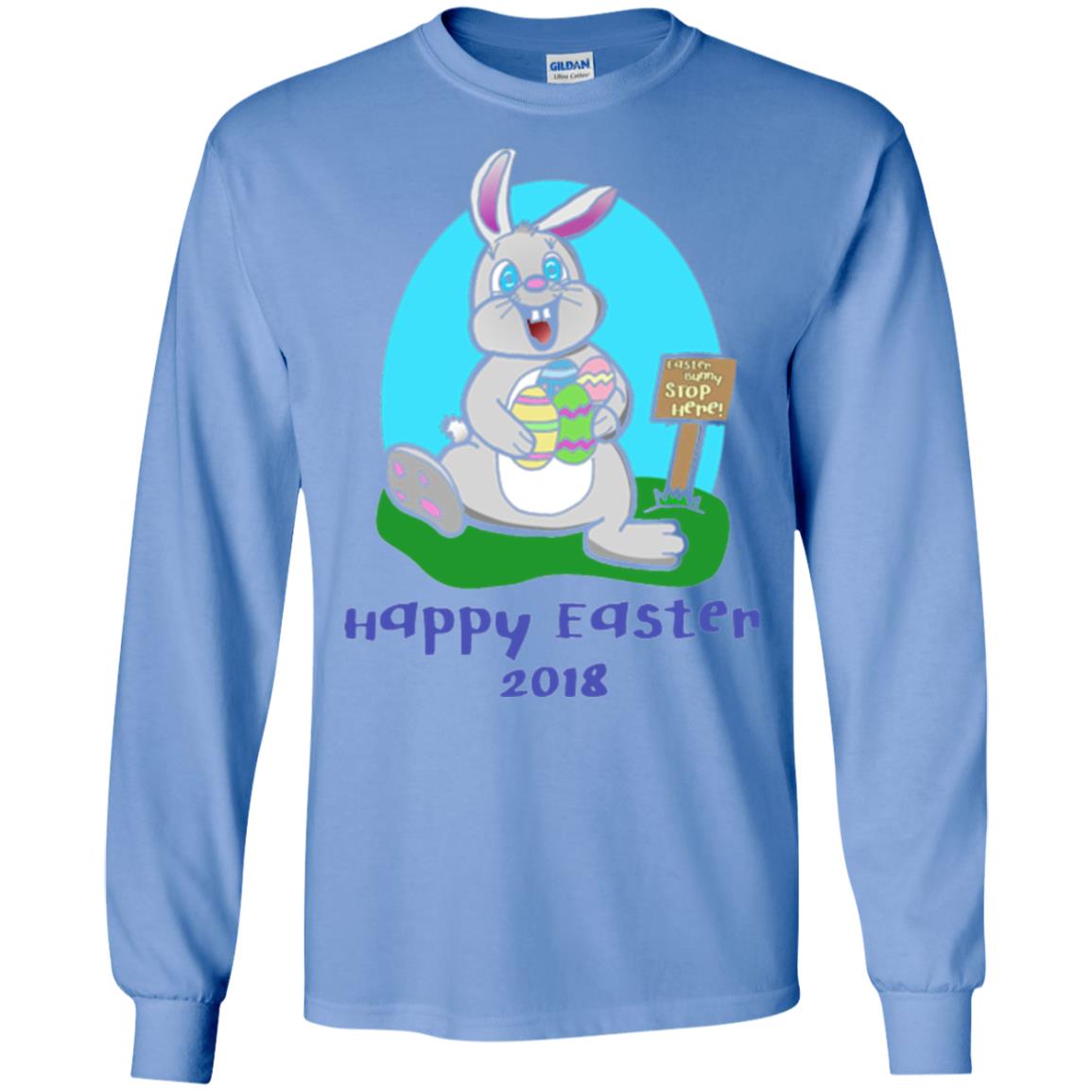 Easter Bunny Stop Here Funny Easter Day T-shirt Carolina Blue