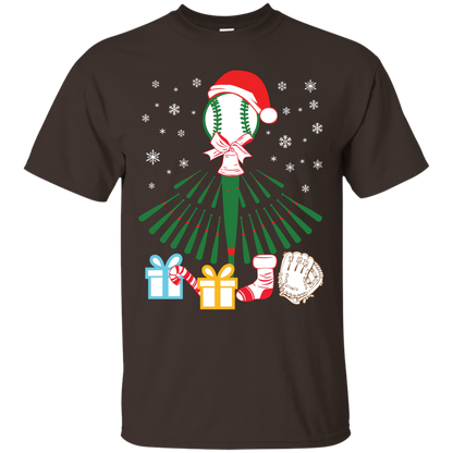 Baseball Christmas T-Shirt Dark Chocolate