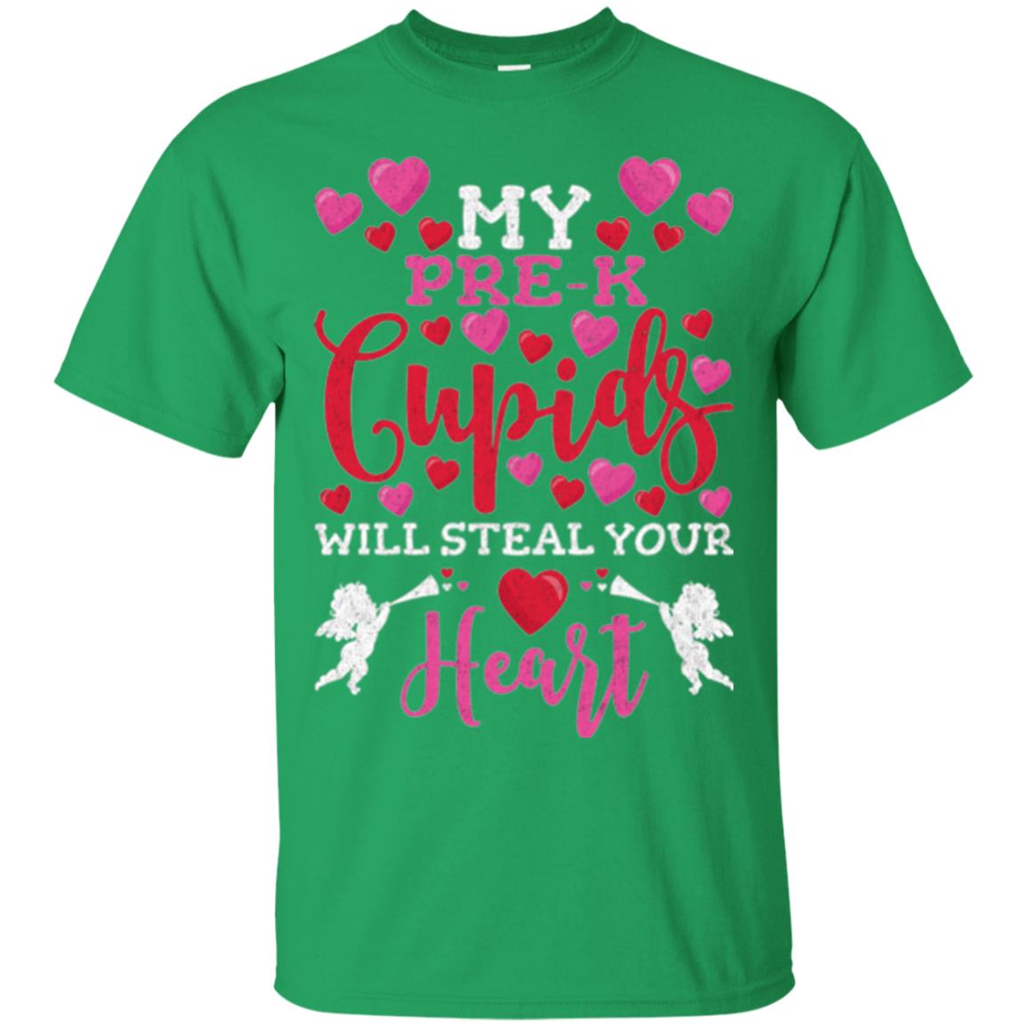 Teacher Valentines Day Shirt My Pre-k Cupids Will Steal Your Heart Irish Green