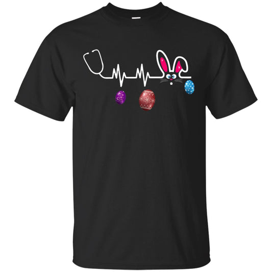 Heartbeat Nurse Doctor Easter Bunny Shirt Black