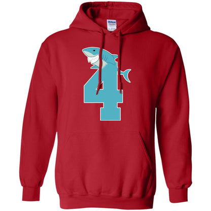 4th Birthday Shark Party Shirt Red