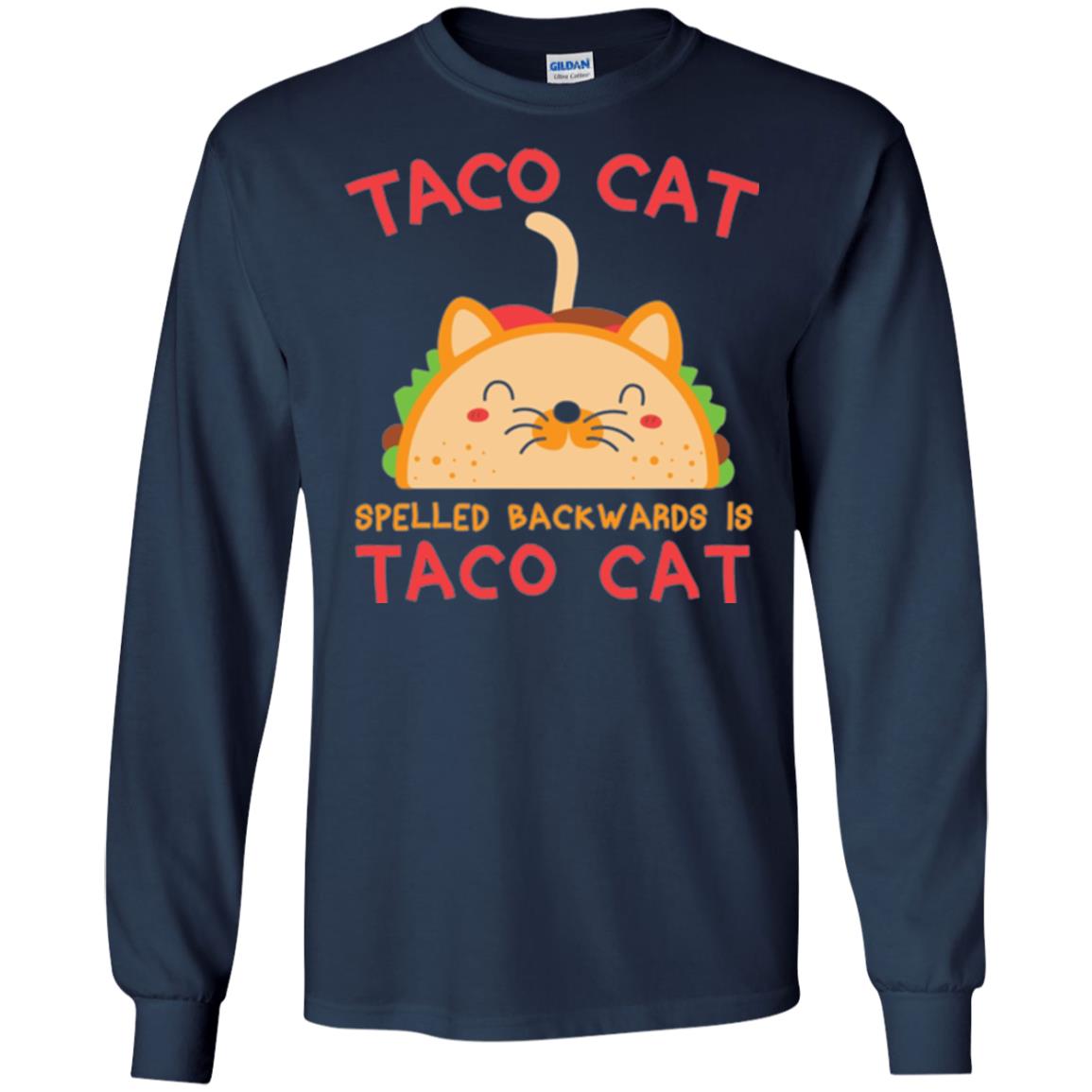 Taco Cat T-shirt Spelled Backwards Is Taco Cat Navy