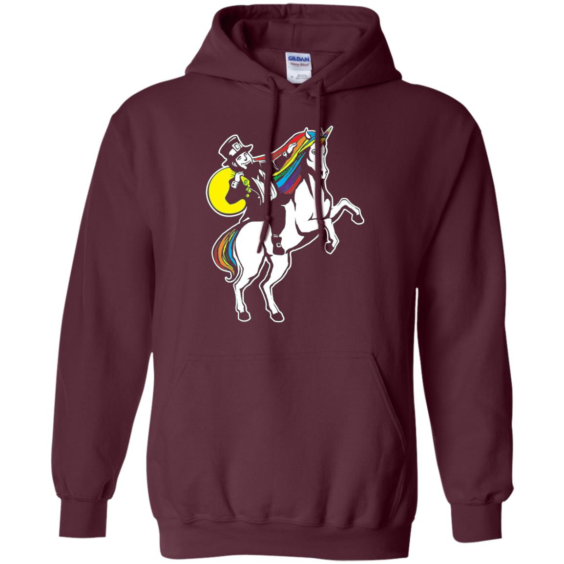 Lepricorn Leprechaun Riding Unicorn St Patrick_s Day T-shirt Maroon
